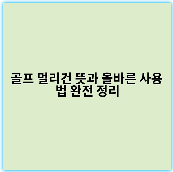 골프 멀리건 뜻과 올바른 사용법 완전 정리 - 멀리건