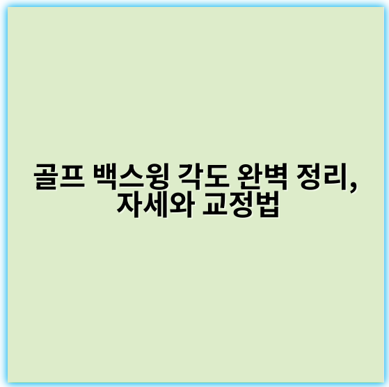 골프 백스윙 각도 완벽 정리, 자세와 교정법 - 백스윙 각도